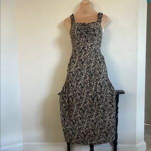 Floral Black and White Women's Dress